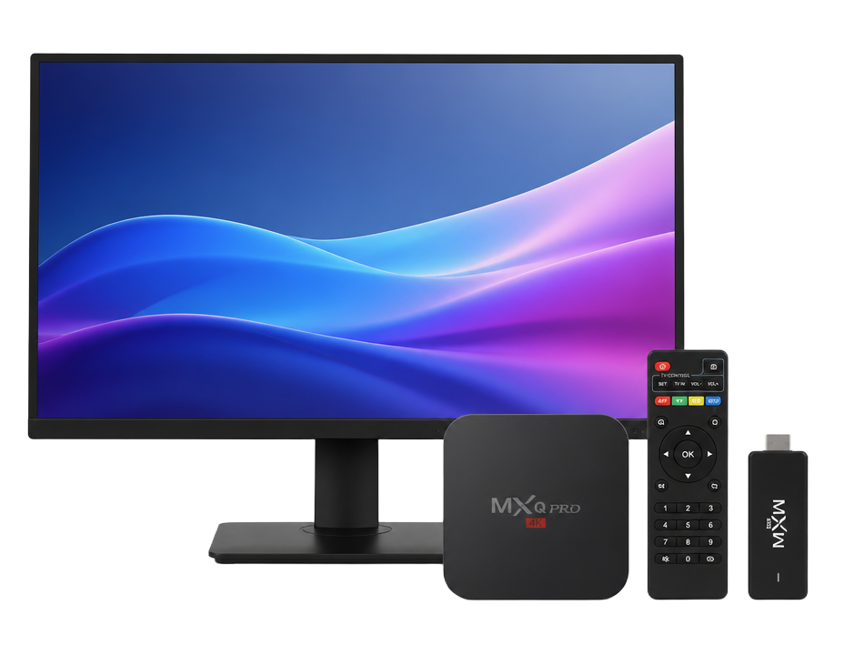 Monitor, TV Box e dispositivo compatível já existentes na escola